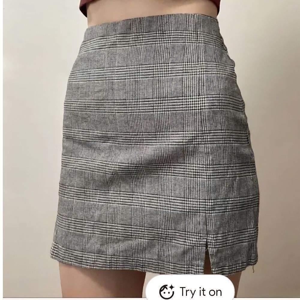 Brandy Melville Jack Galt Classic Gray Plaid Mini Wrap Skirt